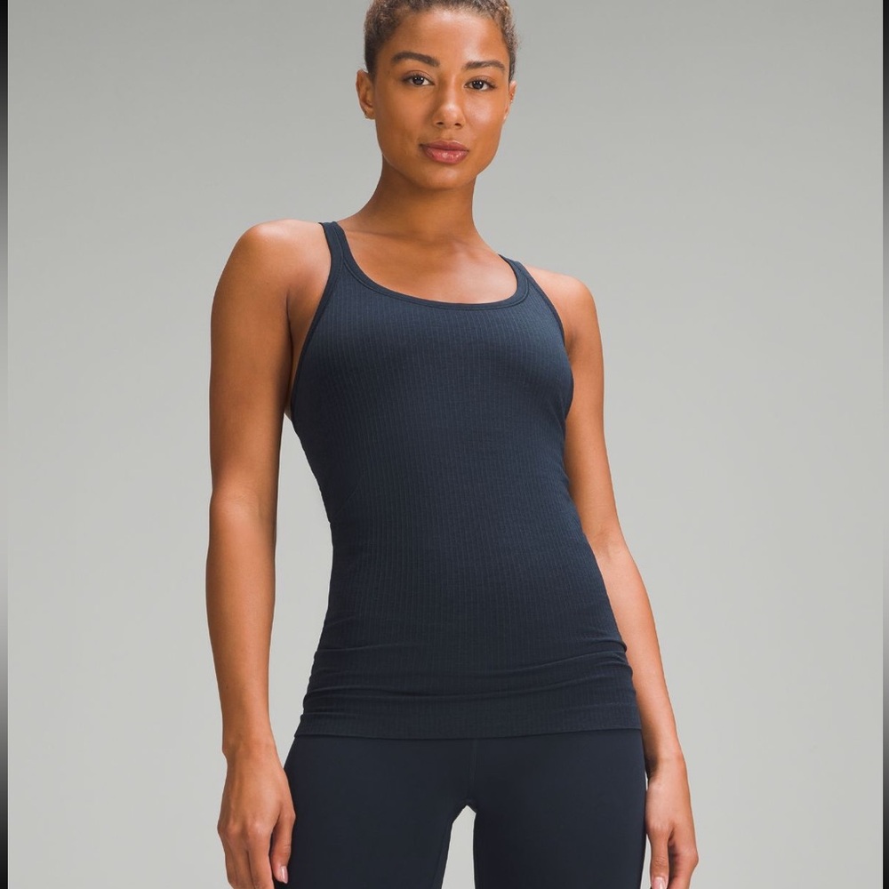 Lululemon Ebb to Street Black Ribbed Tank Top sz 8